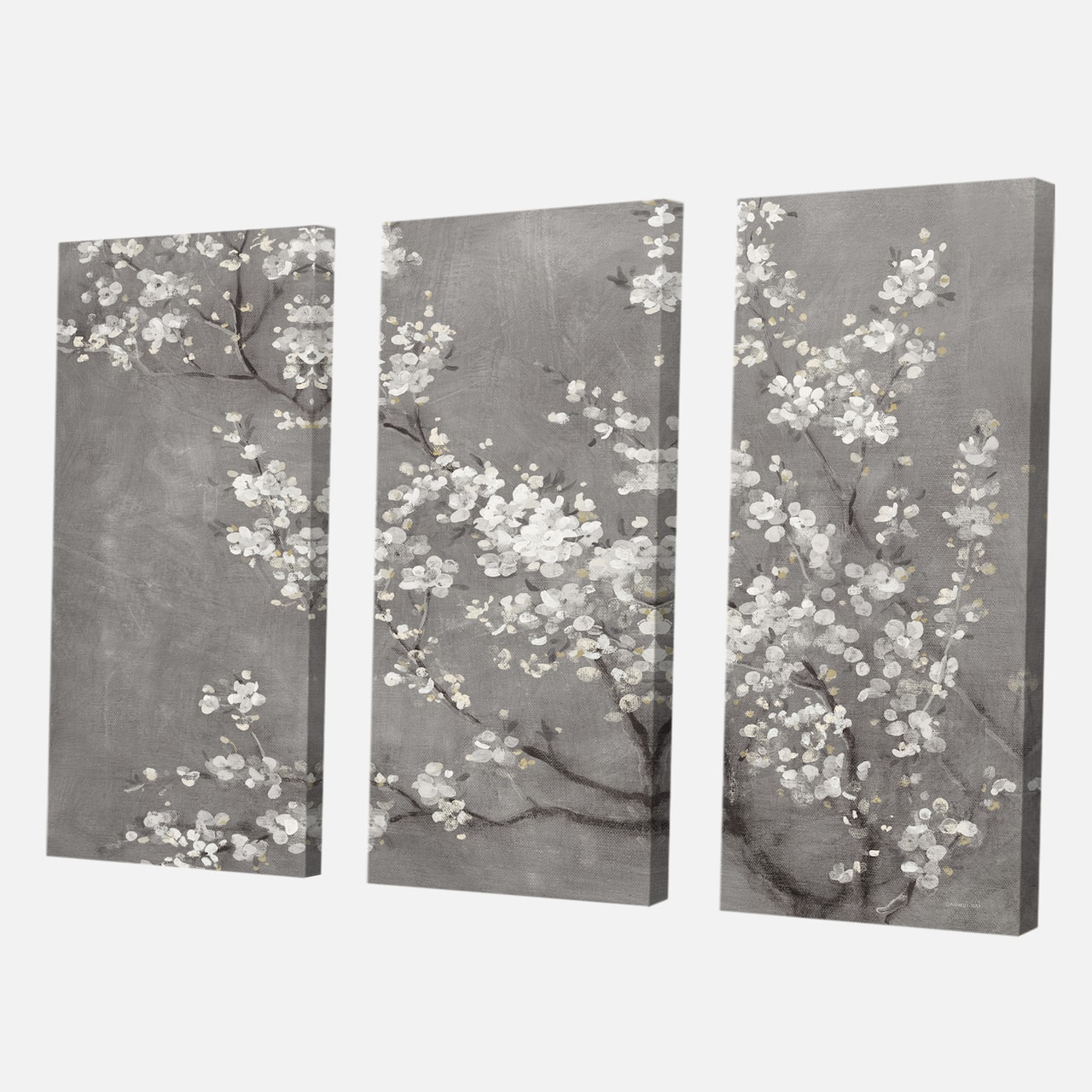 Designart - White Cherry Blossoms II - Traditional Canvas Artwork